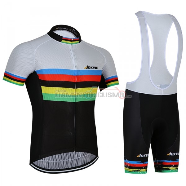 Abbigliamento Ciclismo UCI Mondo Campione Jokvie Manica Corta 2018 Grigio